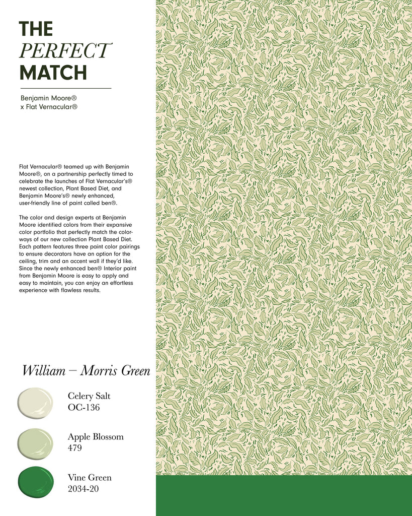 William - Morris Green Peel and Stick Wallpaper