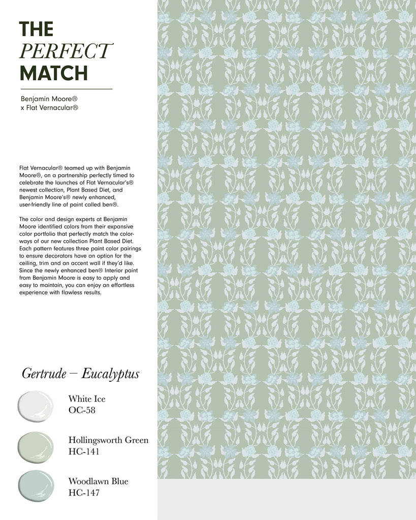 Gertrude - Eucalyptus - Peel and Stick Wallpaper